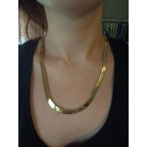 18kt stamped gold Bonded Thick herringbone chain necklace masculine or feminine